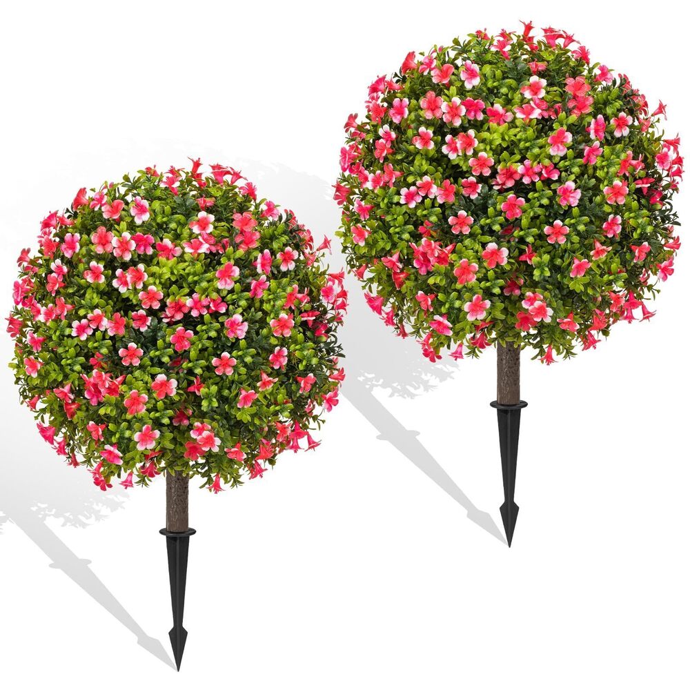 1985 Plants - 18" Wide Set of 2 Faux Boxwood Plants for Outdoor Planters